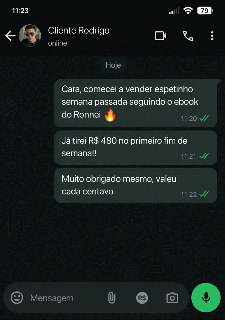 Print de WhatsApp: aluno faturou R$ 480 no primeiro fim de semana